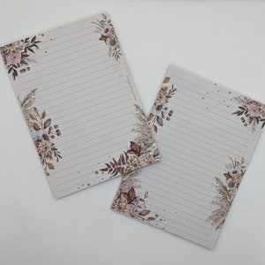 Briefpapier Block A5 beidseitig bedruckt und liniert "Herbstblumen", Motivpapier, Notizblock, Briefblock, DIN A5, Briefpapier mit Blumen