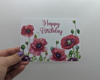 Birthday card "Poppies", DIN A6, greeting card, postcard, birthday, congratulations card, Happy Birthday