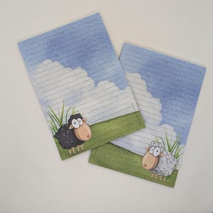 Briefpapier Block A5 beidseitig bedruckt und liniert "Schafe", Notizblock, Briefblock, DIN A5, Briefpapier, Tiere