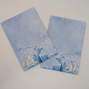 Briefpapier Block A5 beidseitig bedruckt und liniert "Eisbär", Notizblock, Briefblock, DIN A5, Briefpapier, Winter