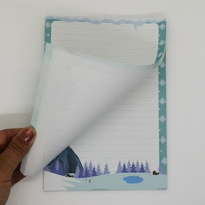 Schrijfpapierblok A5 eenzijdig bedrukt en gelinieerd "Winterlandschap", motiefpapier, notitieblok, briefblok, DIN A5
