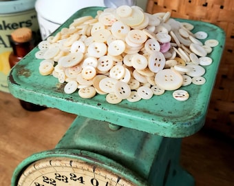 Vintage Mother Of Pearl White Buttons, Pearl Shell Buttons Perfect For Crafting, Sewing and Journal Projects MOP