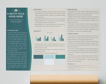 Scientific Poster Template PowerPoint — Landscape A0 | Teal and cream design | Warm Blue