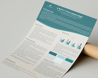 Scientific Poster Template PowerPoint — Portrait A0 | Teal and cream design | Warm Blue