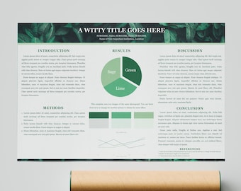 Scientific Poster Template Powerpoint - Landscape A0 | Botanical poster design | Green Leaves