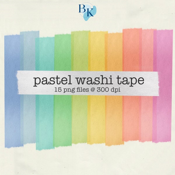 Pastell digitales Washi Tape | Aufkleber Clipart