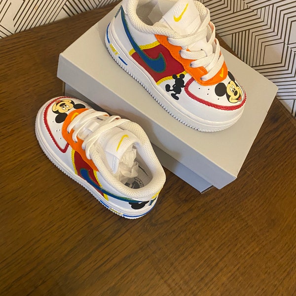Kids custom Af1s custom ones kids custom shoes boys shoes birthday gift hand painted shoes with shirt Mickey shoes