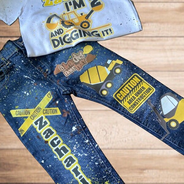 Construction Birthday outfit Construction worker Birthday party worker outfit boy birthday outfit boy custom outfit