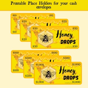 Printable Place Holders l Prop Money l Honey Drops PDF