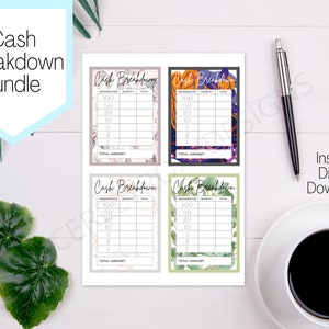 Printable Cash Breakdown Slips l Instant Digital Download