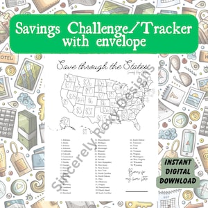 Sinking Funds Spares Challenge Printable PDF Tracker mit Bargeldumschlag l Sparen durch die Staaten