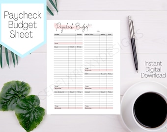 Hoja de trabajo para el presupuesto de sueldo, PDF imprimible