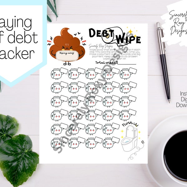 Debt Tracker, Paying off debt, PDF, Printable, Debt Wipe with cash envelope
