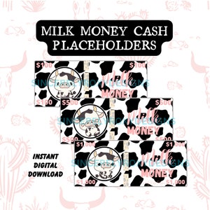 Printable PDF Prop Money Cash Placeholders l Milk Money l Instant Download