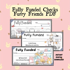 Cheques de afirmación totalmente financiados en formato PDF imprimible para gatos y perros