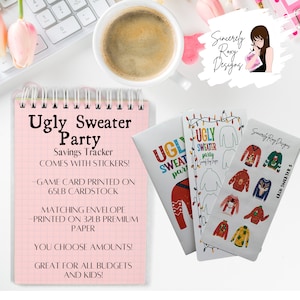 Sticker Christmas Holidays Savings Challenge Sinking Funds Tracker l Ugly Sweater Party