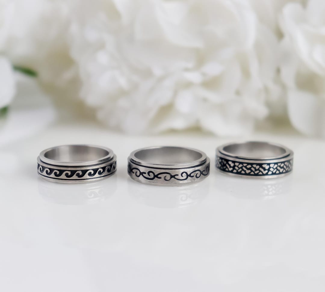 Fidget Ring I Sea Wave Ring I Sun Ring Rotating Ring Spinner Ring ...