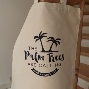 bedruckter Jutebeutel Einkaufstasche Stofftasche Palmen Strand Urlaub