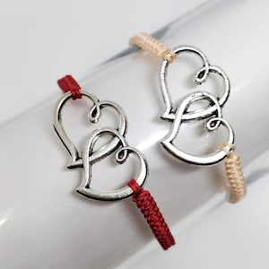 Herz Makramee Armband Doppelherz Liebe