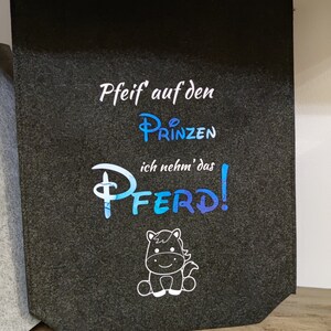 large felt bag grey, for horse fans - Forget the prince, take the horse