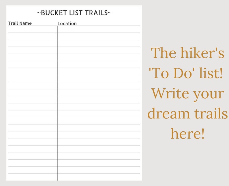 Hiking Log Printable Download, Hiking Tracker, Printable Hiking Planner