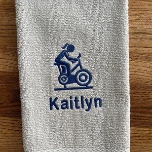 Personalized Indoor Bike Gym Hand Towel Terry-15&quot;X25&quot;| Girl or Guy Terry Sports  Towel |  Spin Class Cycling Sweat Towel 15&quot;x25&quot;