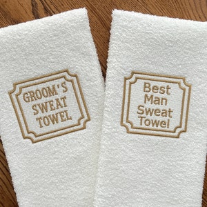 Serviette anti-transpiration le jour du mariage | Serviette de bain Grooms| Serviette de bain Père de la mariée | Cadeau de garçon d'honneur | Meilleur cadeau pour homme | Cadeau de fête de mariage pour homme