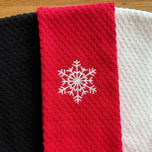 Snowflake Custom Winter Kitchen Dish Towel | Christmas Winter Dish Towel | Embroidered Winter Snowflake Hand Towel