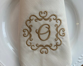 Monogram Elegant Dinner Napkin | Custom Embroidery Napkin | Wedding Napkin | Anniversary Napkin| Special Occasion | Heirloom | Baptism