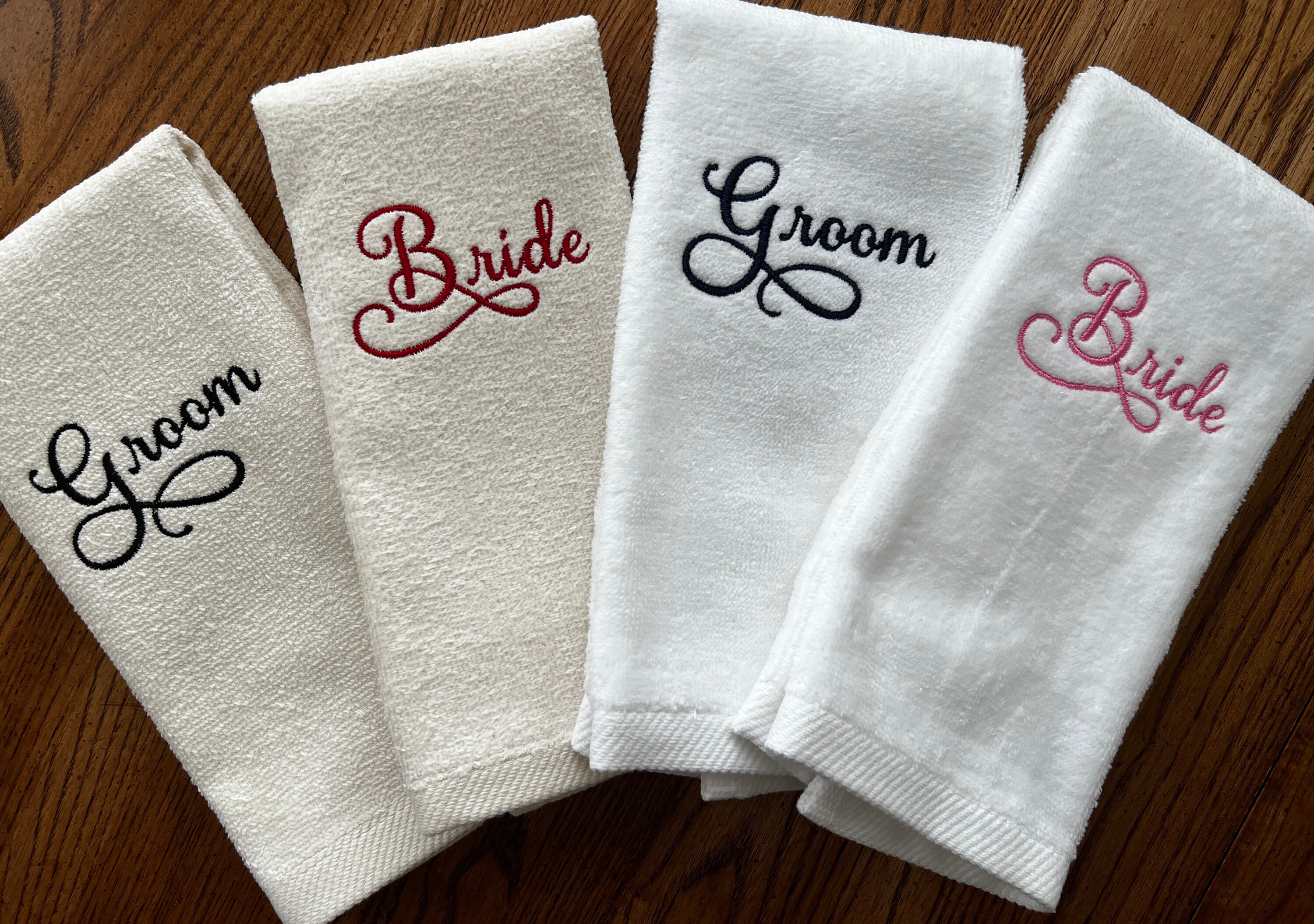 Bride and groom towel set sale