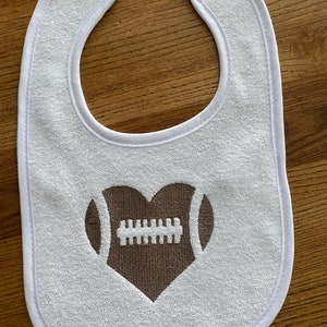 Football Heart Shape  Baby Bib | Baby Sports Gift | Football Theme Baby Bib | Sports Theme Bib | Fathers Day Gift for New Dad