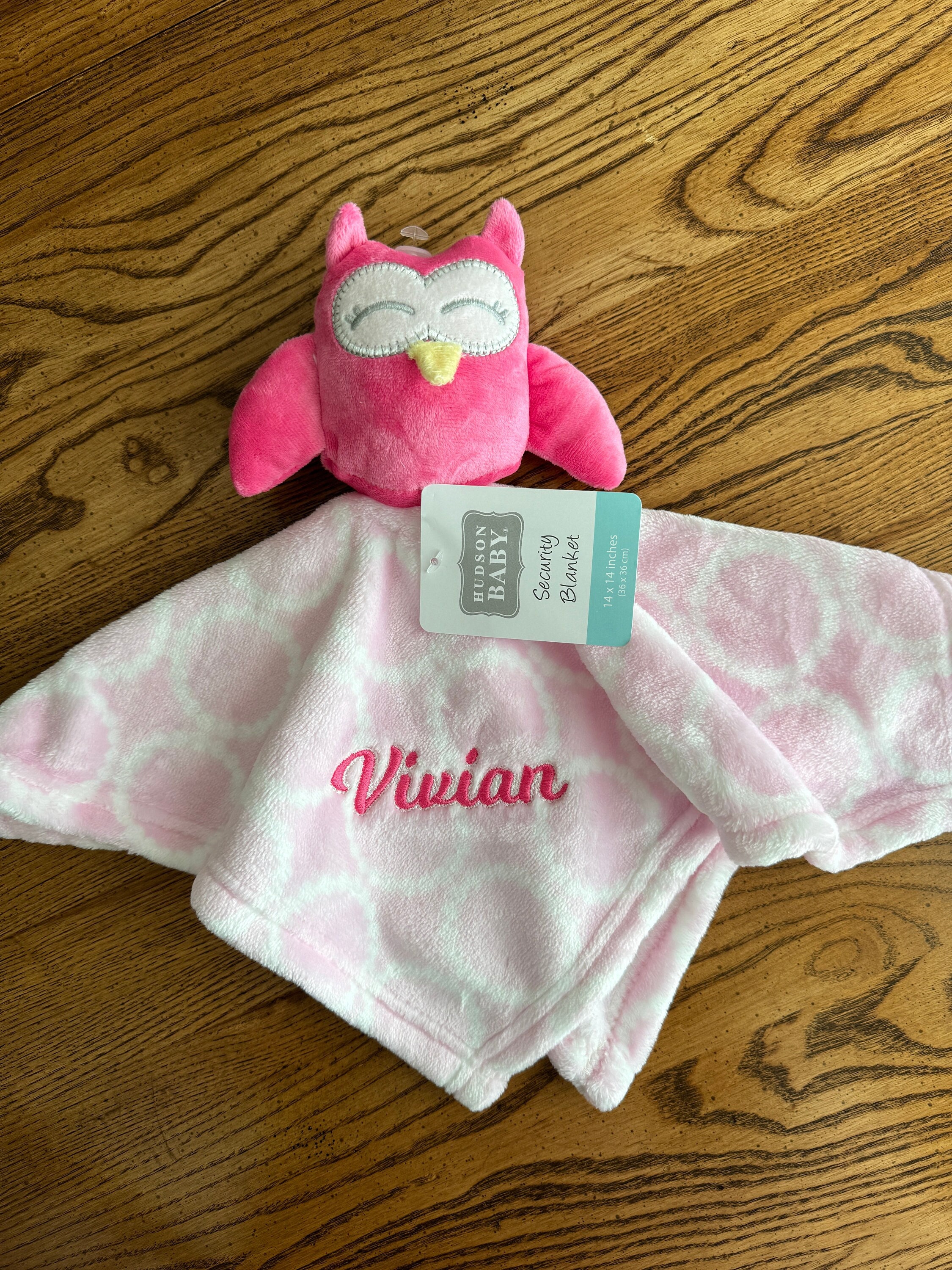 Personalized Pink Owl Baby Blanket | Plush Snuggle Security Lovey