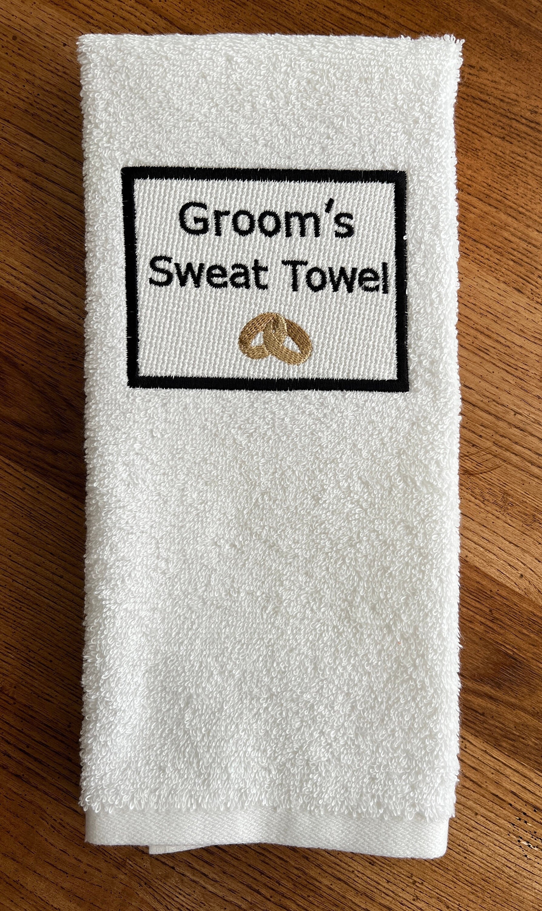 Groom's With Rings Wedding Day Hand Towel | Grooms Sweat Towel| Wedding Day Sweat Towel | Groom Shower Gift | Wedding Day Gift