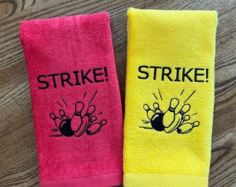 STRIKE! Custom Bowling Towel Soft Velour 11"X18"/ Bowling Gift/ Fun Bowling Towel