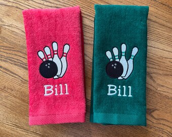 Personalized Bowling Towel With Monogram & Clip - 100% Cotton Premium Terry 16x26 Inches - View #12