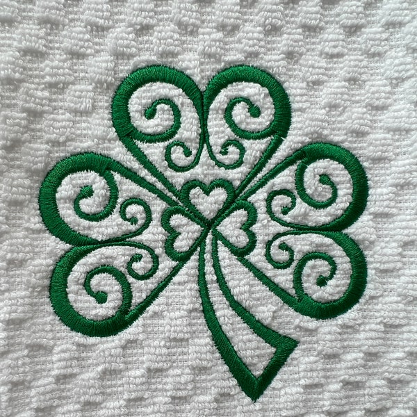 St Patricks Day Kitchen Dish Towel| Embroidered Shamrock Kitchen Towel  | March Clover Kitchen Towel | Irish Towel