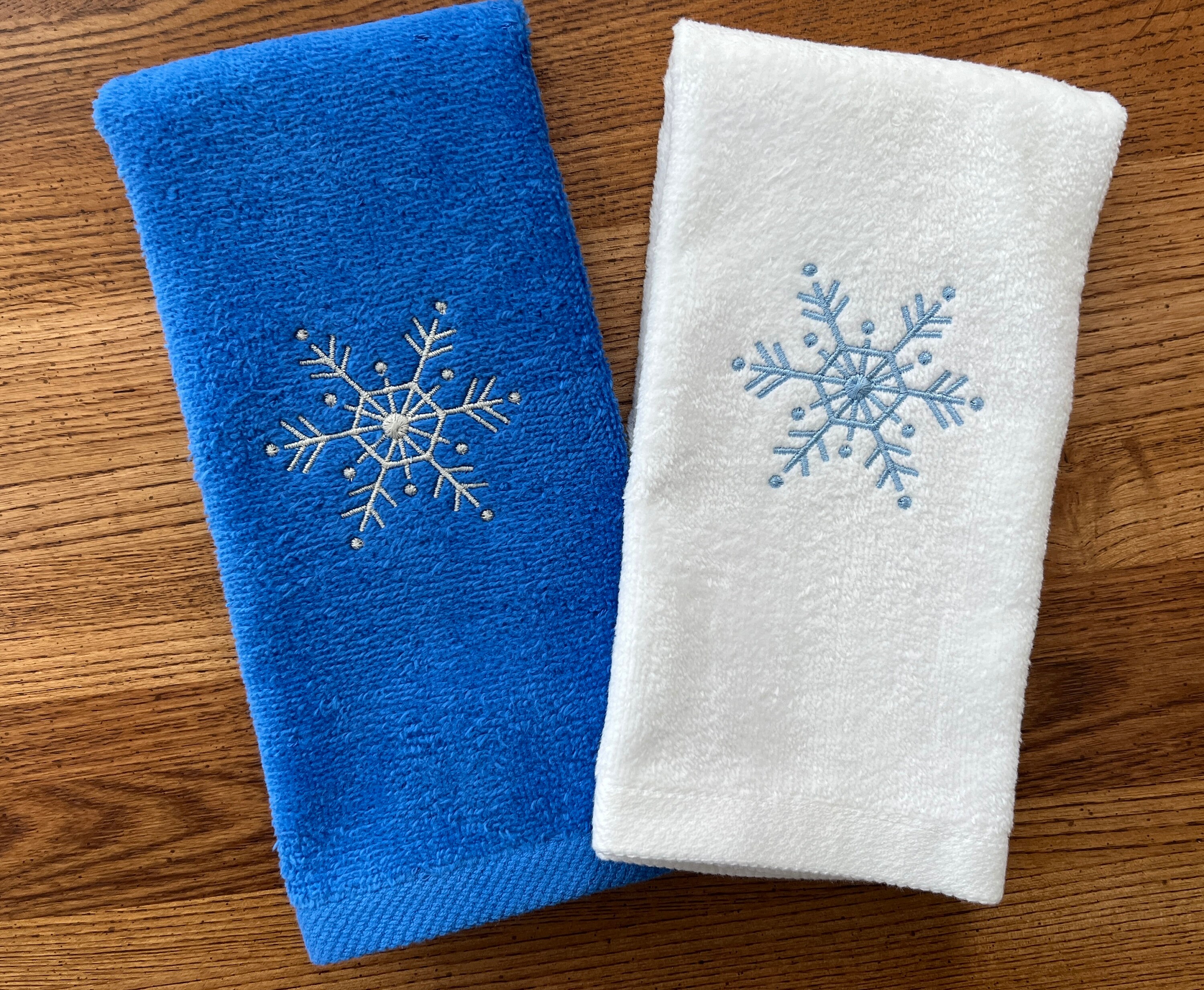 Snowflake Fingertip Towel | Winter Snowflake Fingertip Hand Towel|  Custom Winter Fingertip Hand Towel | Guest Bath Winter Hand Towel