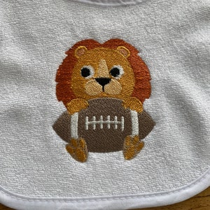 Lion Football Baby Bib | Baby Boy Gift | Football Theme Baby Bib | Sports Theme Bib| New Dad Gift