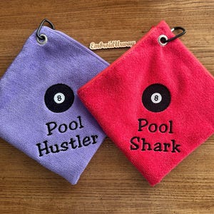 Custom Billiards 8 Ball Hand Towel | Personalized Billiards Pool Towel | Billiard Cue Towel| Billiard Pool Stick Clean|  Billiards Gift