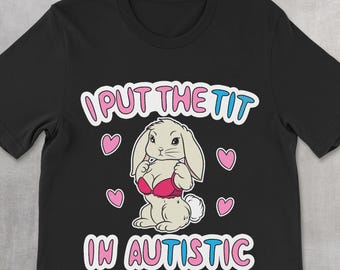 Funny Autism Shirt, Offensive Dark Humor Tee, Autistic Shirt, Gen Z Meme Tee, I Put The Tit In Autistic