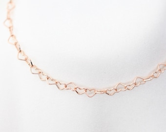 14K Rose Gold Heart Chain Bracelet.