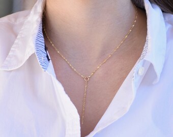 14k Gold Y Necklace – Dainty & Elegant