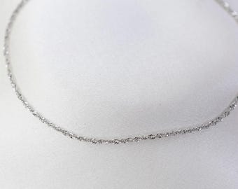14k White Gold Bracelet: Delicate Singapore Chain (1.1mm)