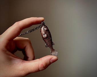 Fish with Bedazzled Eyes Necklace / Copper Statement Necklace