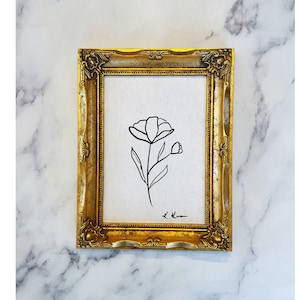 LE FLEUR Kunst - Digital Download - Sofortiger Download - Handgezeichnete Blumen Skizze Druckbar - Minimalistische Blumendekoration - Vintage Galerie Wandkunst
