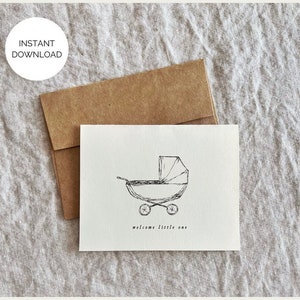 WELCOME LITTLE ONE Card - Digital Download - Instant Download - Handmade Greeting Cards - New Baby Card - Baby Shower -Artist Greeting Cards