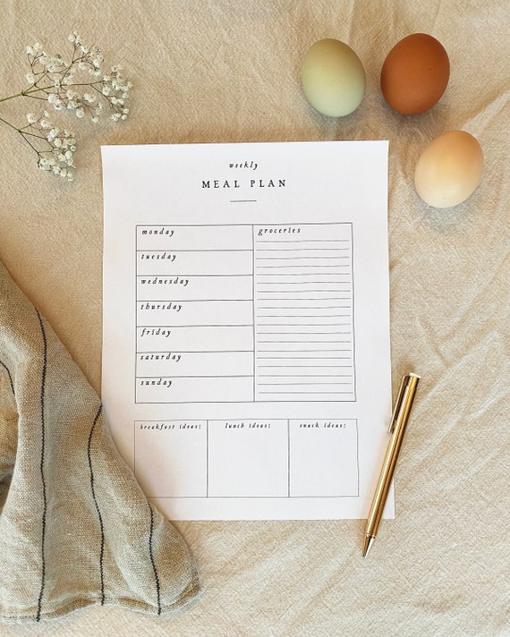 MEAL PLAN Printable Grocery List Digital Download - Etsy