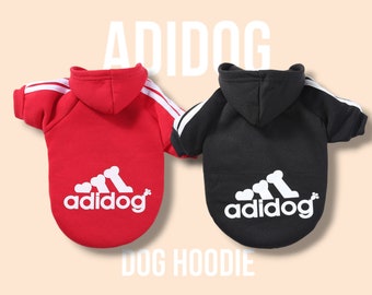 Adidog Dog Hoodie - Red Black Sporty Dog Clothing - Summer Pet Gift