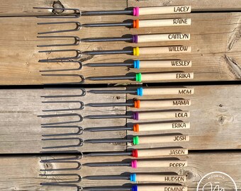 Personalized and Engraved Campfire Marshmallow Sticks