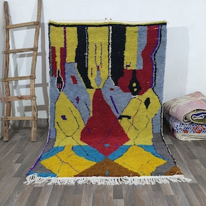 Yellow Handmade rug; Plain Yellow rug, Yellow Beni Ourain rug, Wool Moroccan rug, Handwoven Berber rug, Nursery rug, Winter rug